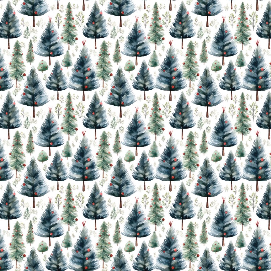 Watercolor Christmas Trees Pattern Acrylic Sheets - CMB Pattern Acrylic